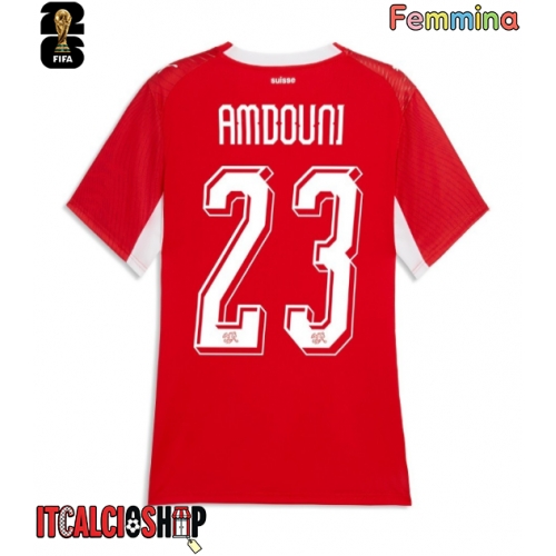 Svizzera Zeki Amdouni #23 Prima Maglia Femmina Mondiali 2026 Manica Corta